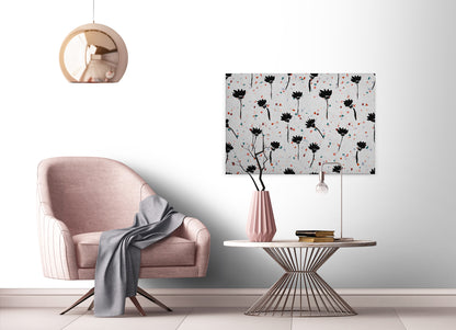 Blumen Leinwandbild Grau Schwarz Rot 90x60 DD120447 Keilrahmen Wandbild Leinwand