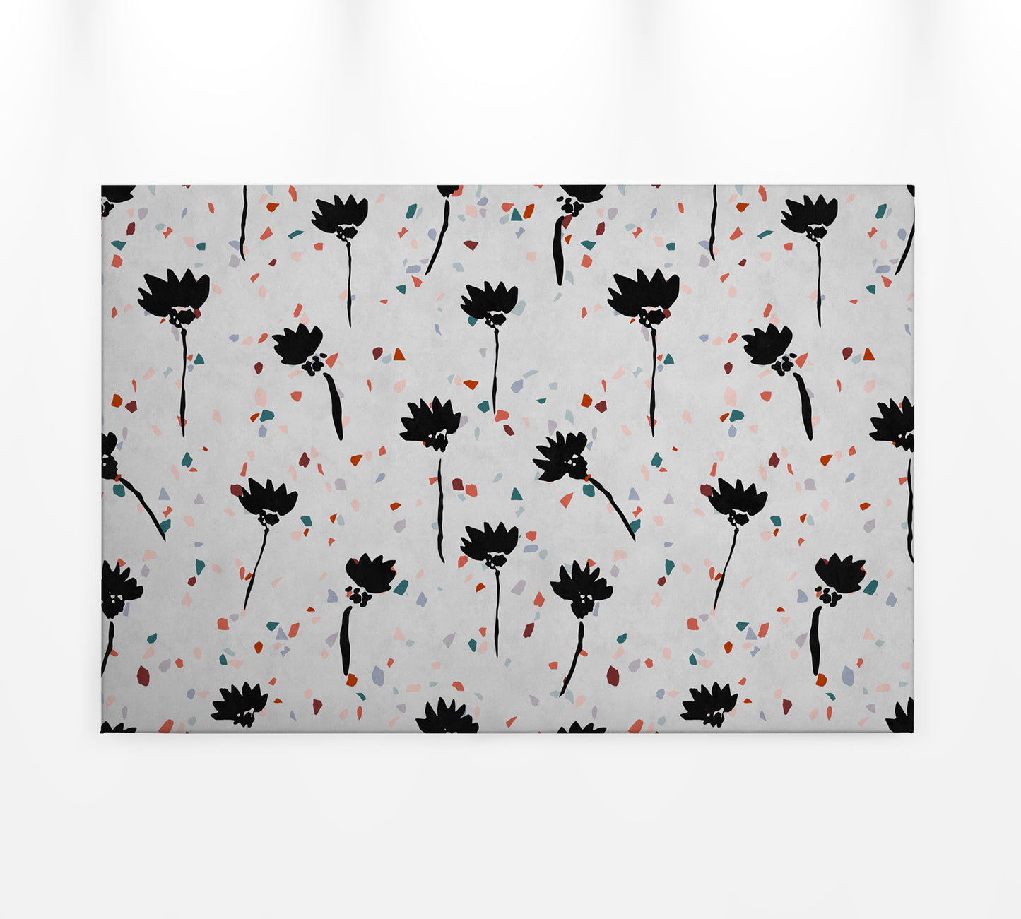 Blumen Leinwandbild Grau Schwarz Rot 90x60 DD120447 Keilrahmen Wandbild Leinwand