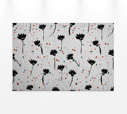 Blumen Leinwandbild Grau Schwarz Rot 90x60 DD120447 Keilrahmen Wandbild Leinwand