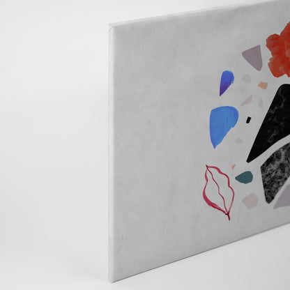 Abstrakte Kunst Leinwandbild Grau Schwarz Rot 90x60 DD120448 Wandbild Leinwand