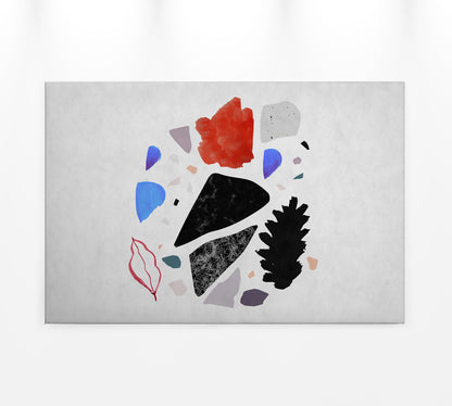 Abstrakte Kunst Leinwandbild Grau Schwarz Rot 90x60 DD120448 Wandbild Leinwand