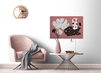 Abstrakte Kunst Leinwandbild Rot Weiß Schwarz 90x60 DD120449 Wandbild Leinwand