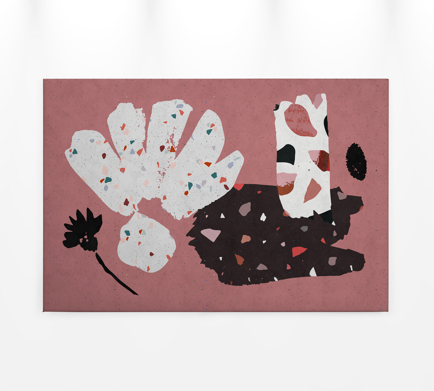 Abstrakte Kunst Leinwandbild Rot Weiß Schwarz 90x60 DD120449 Wandbild Leinwand