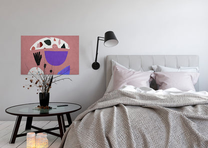 Abstrakte Kunst Leinwandbild Rot Lila Schwarz 90x60 DD120450 Wandbild Leinwand