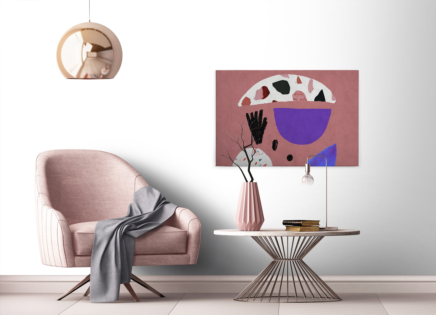 Abstrakte Kunst Leinwandbild Rot Lila Schwarz 90x60 DD120450 Wandbild Leinwand