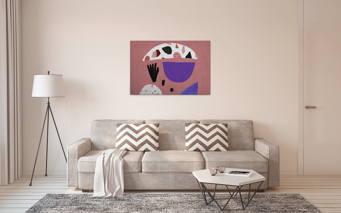 Abstrakte Kunst Leinwandbild Rot Lila Schwarz 90x60 DD120450 Wandbild Leinwand