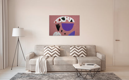 Abstrakte Kunst Leinwandbild Rot Lila Schwarz 90x60 DD120450 Wandbild Leinwand