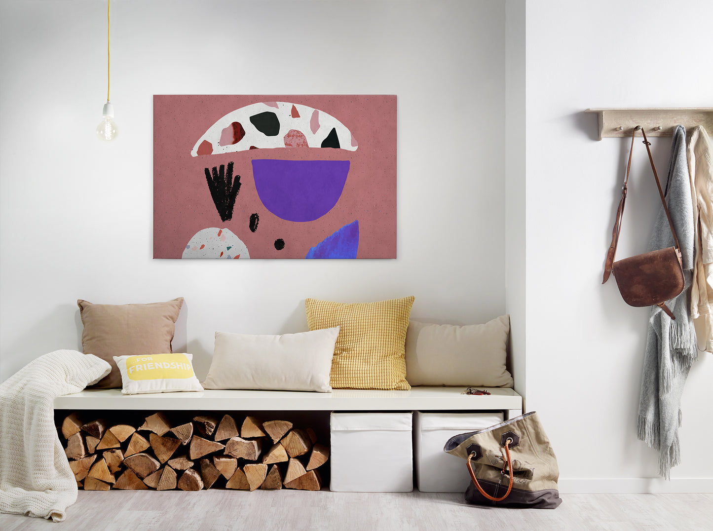 Abstrakte Kunst Leinwandbild Rot Lila Schwarz 90x60 DD120450 Wandbild Leinwand