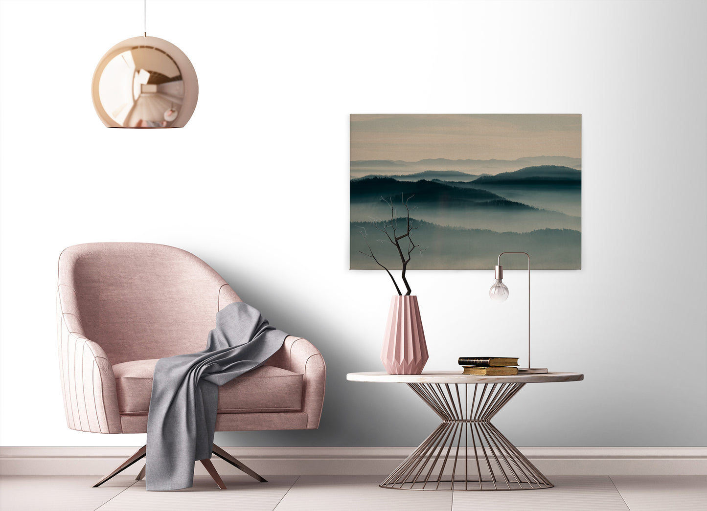 Leinwandbild Landschaft Blau Beige Schwarz 90x60 DD120451 Keilrahmen Wandbild