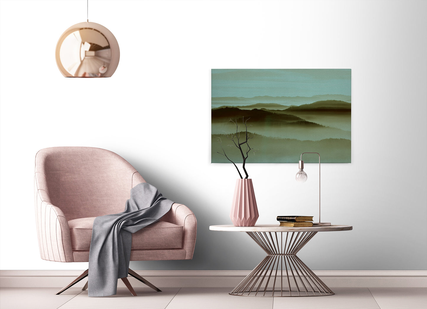 Leinwandbild Landschaft Nebel Grün Blau 90x60 DD120452 Keilrahmenbild Wandbild