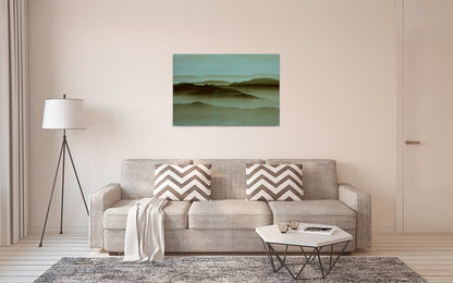 Leinwandbild Landschaft Nebel Grün Blau 90x60 DD120452 Keilrahmenbild Wandbild