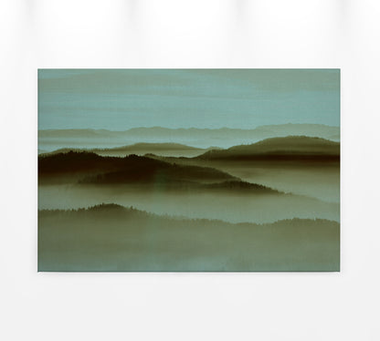 Leinwandbild Landschaft Nebel Grün Blau 90x60 DD120452 Keilrahmenbild Wandbild