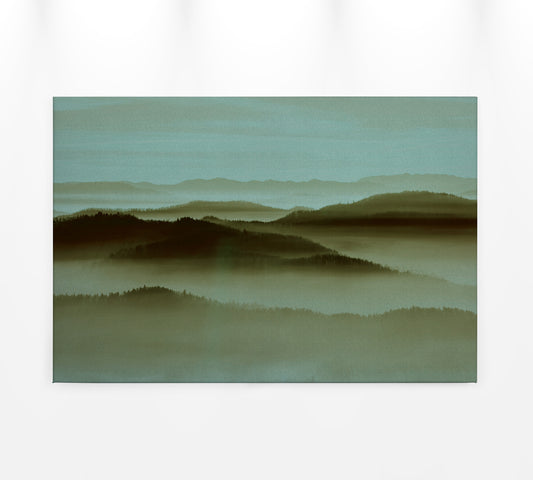 Leinwandbild Landschaft Nebel Grün Blau 90x60 DD120452 Keilrahmenbild Wandbild
