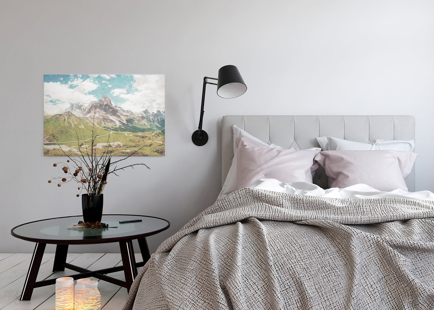 Leinwandbild Berg Landschaft Grün Grau Blau 90x60 DD120454 Keilrahmen Wandbild