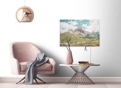 Leinwandbild Berg Landschaft Grün Grau Blau 90x60 DD120454 Keilrahmen Wandbild