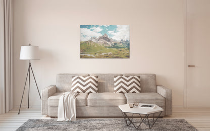 Leinwandbild Berg Landschaft Grün Grau Blau 90x60 DD120454 Keilrahmen Wandbild