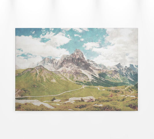 Leinwandbild Berg Landschaft Grün Grau Blau 90x60 DD120454 Keilrahmen Wandbild