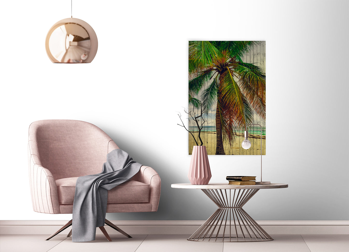 Leinwandbild Palmen Braun Beige 60x90 DD120457 Keilrahmen Wandbild Leinwand