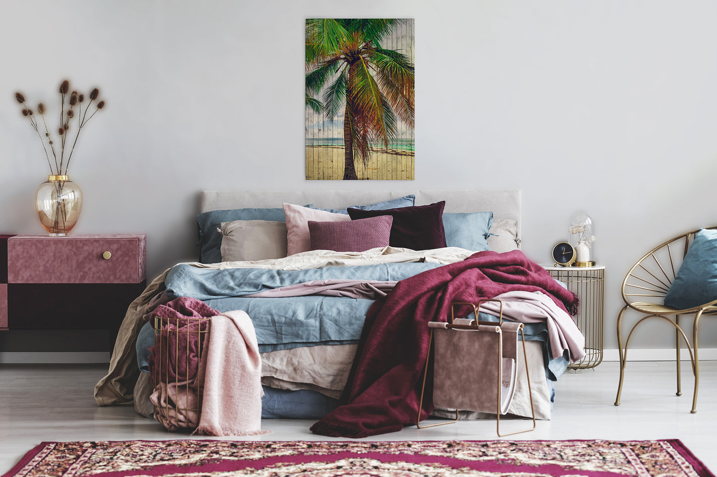 Leinwandbild Palmen Braun Beige 60x90 DD120457 Keilrahmen Wandbild Leinwand