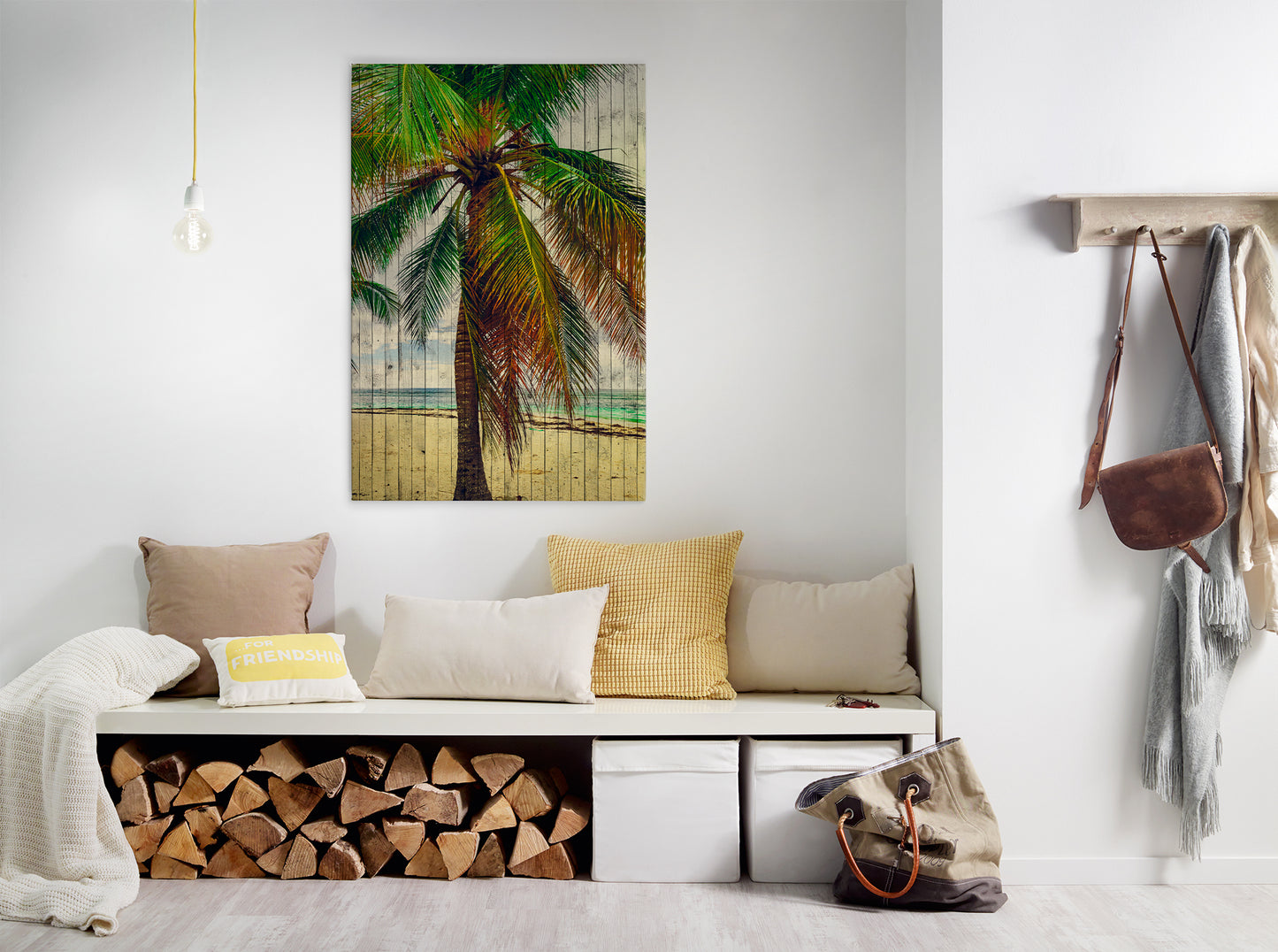 Leinwandbild Palmen Braun Beige 60x90 DD120457 Keilrahmen Wandbild Leinwand
