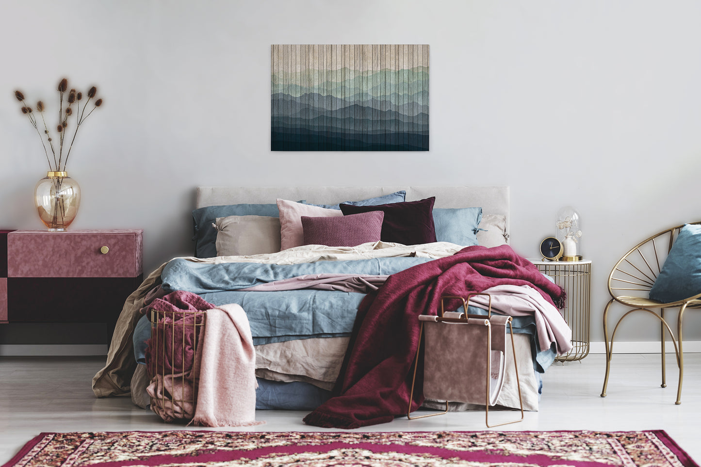 Leinwandbild Landschaft Blau Grün Beige 90x60 DD120458 Keilrahmenbild Wandbild