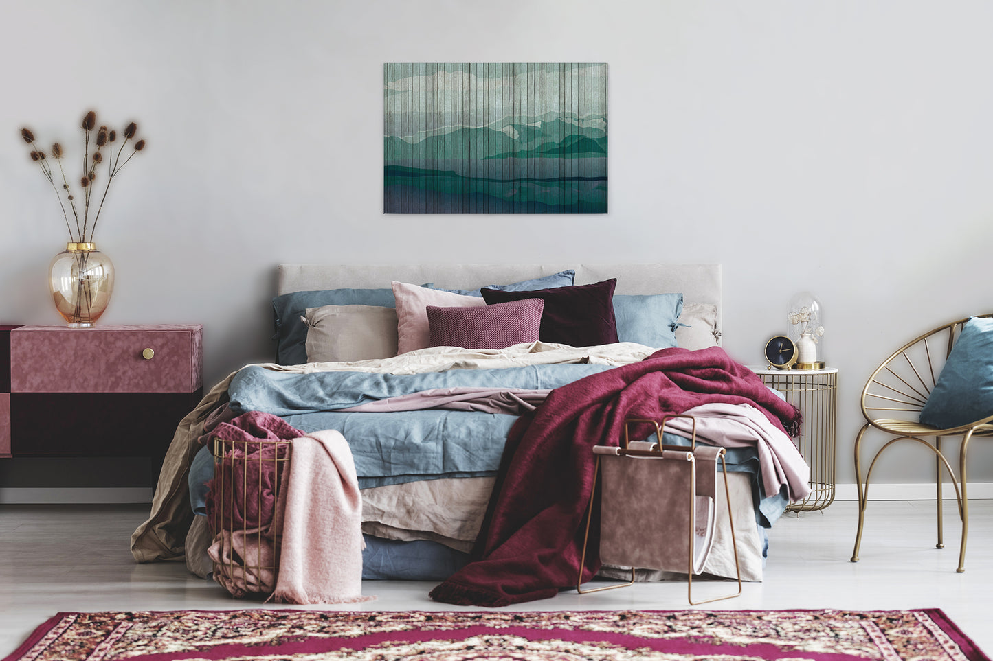 Leinwandbild Landschaft Grün 90x60 DD120460 Keilrahmenbild Wandbild Berge