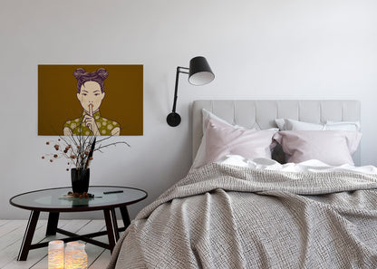 Leinwandbild Frau Gelb 90x60 DD120461 Keilrahmen Wandbild Leinwand Mensch