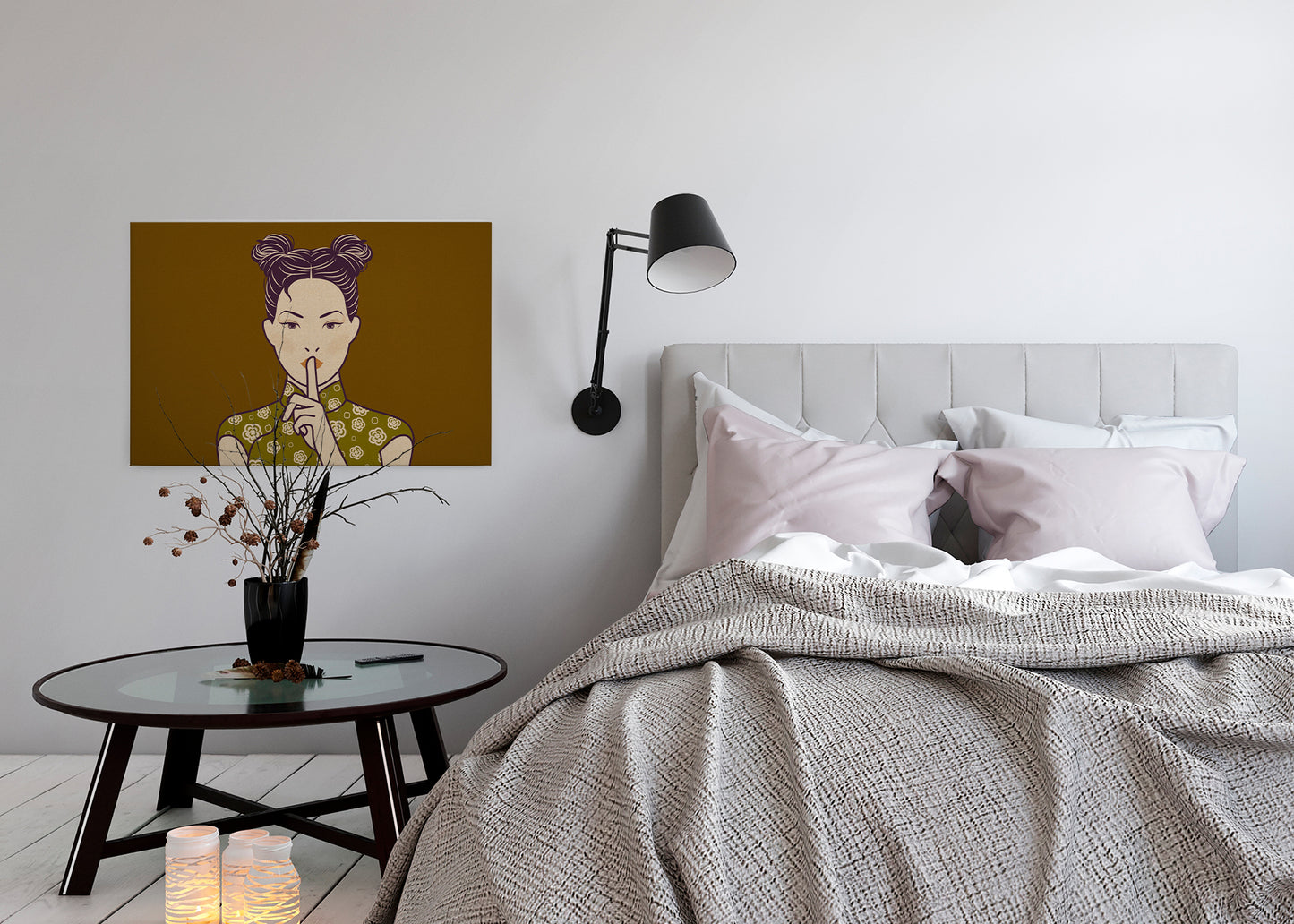 Leinwandbild Frau Gelb 90x60 DD120461 Keilrahmen Wandbild Leinwand Mensch