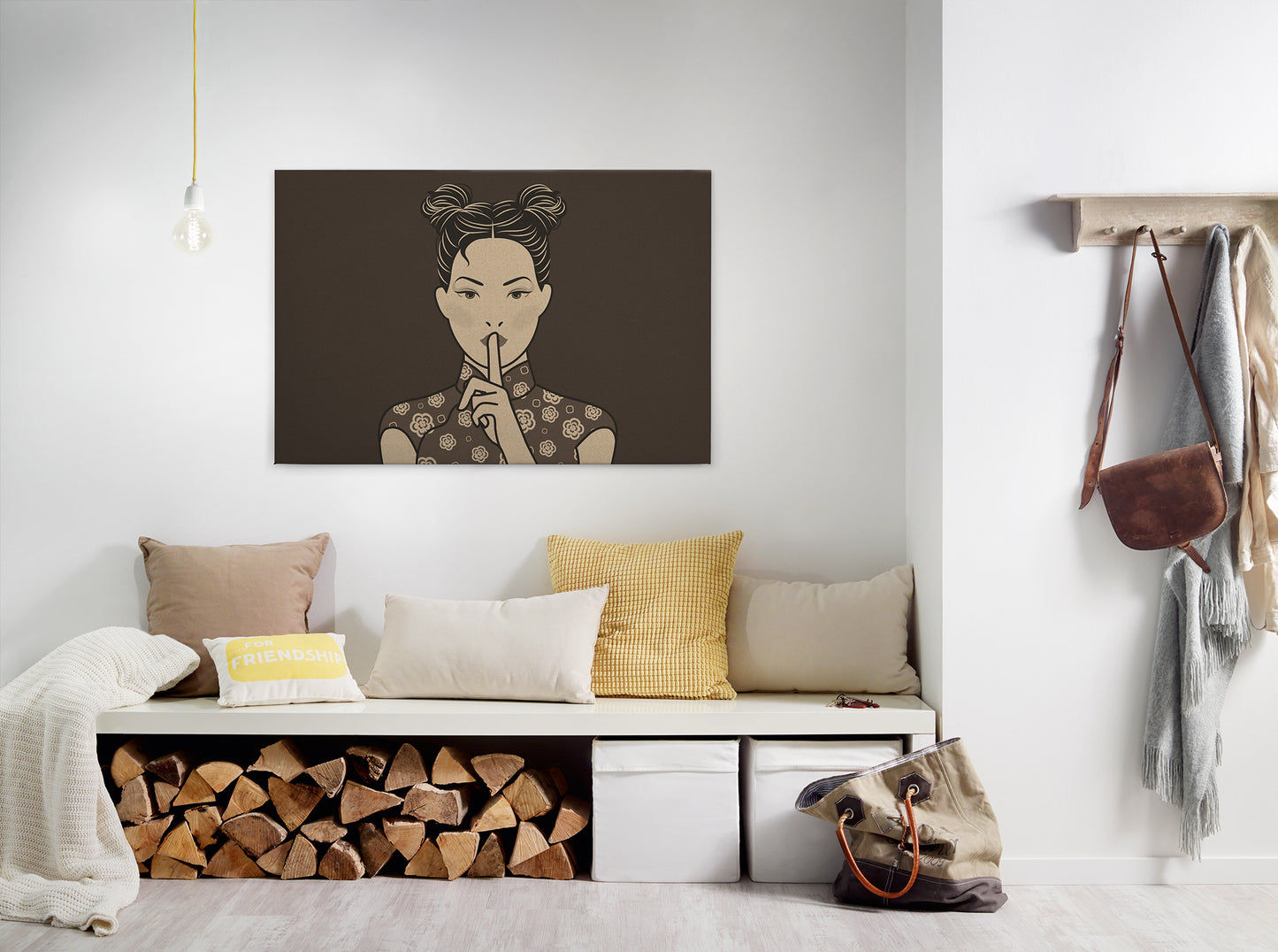 Leinwandbild Frau Braun 90x60 DD120462 Keilrahmen Wandbild Leinwand Mensch