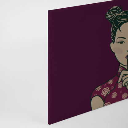 Leinwandbild Frau Lila 90x60 DD120463 Keilrahmen Wandbild Leinwand Mensch