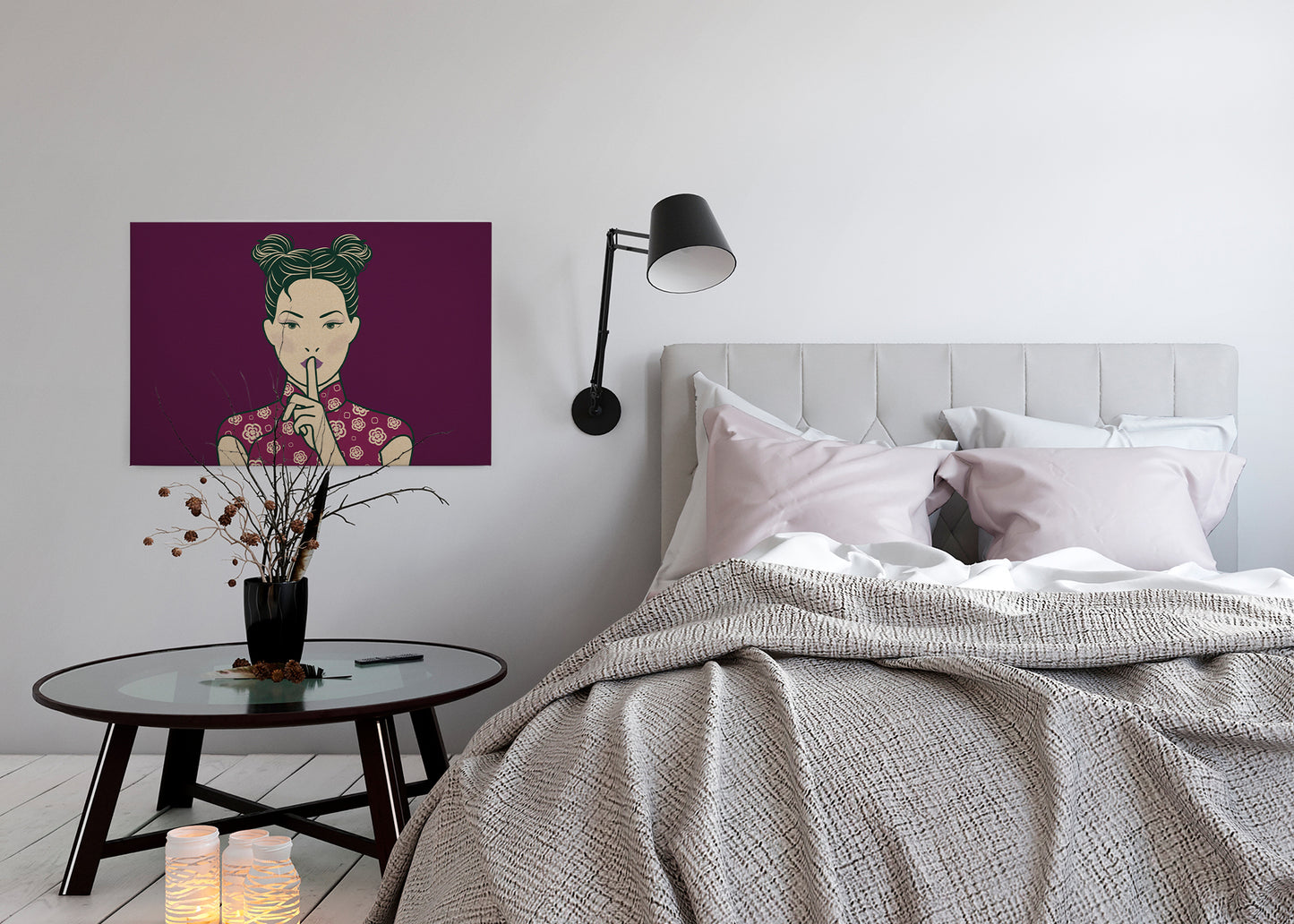 Leinwandbild Frau Lila 90x60 DD120463 Keilrahmen Wandbild Leinwand Mensch