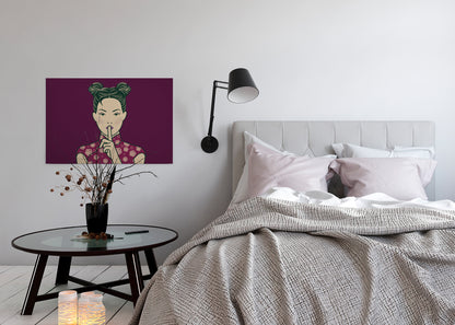 Leinwandbild Frau Lila 90x60 DD120463 Keilrahmen Wandbild Leinwand Mensch