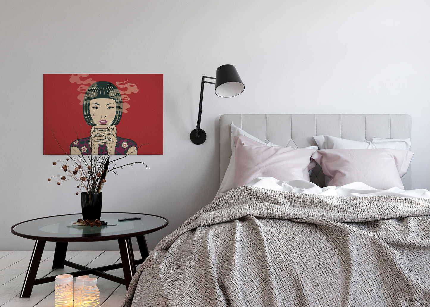 Leinwandbild Frau Rot 90x60 DD120464 Keilrahmen Wandbild Leinwand Mensch