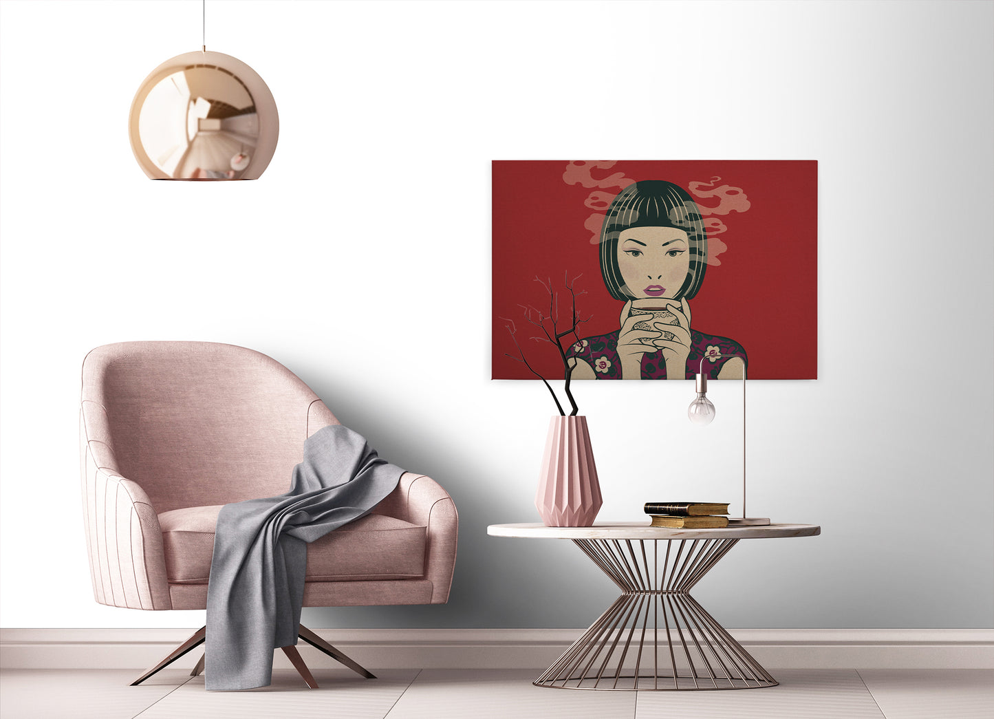 Leinwandbild Frau Rot 90x60 DD120464 Keilrahmen Wandbild Leinwand Mensch
