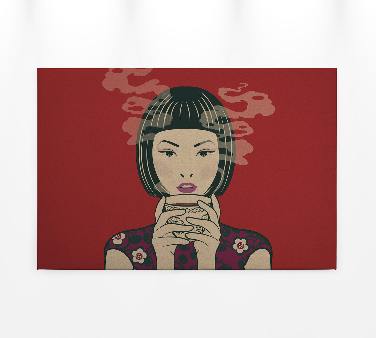 Leinwandbild Frau Rot 90x60 DD120464 Keilrahmen Wandbild Leinwand Mensch