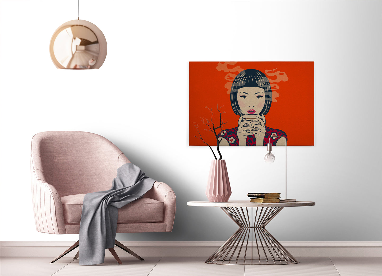 Leinwandbild Frau Orange  90x60 DD120465 Keilrahmen Wandbild Leinwand Mensch