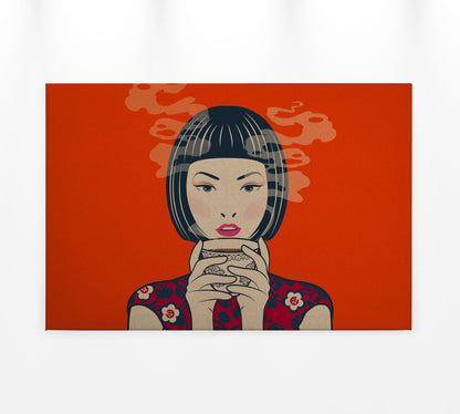 Leinwandbild Frau Orange  90x60 DD120465 Keilrahmen Wandbild Leinwand Mensch