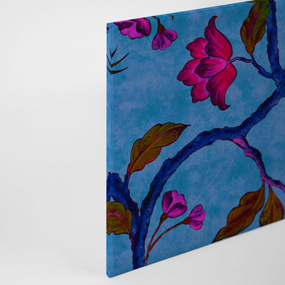 Leinwandbild Vogel Blau Lila Pink 90x60 DD120468 Keilrahmen Wandbild Leinwand