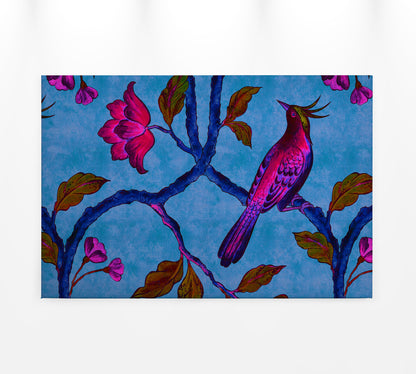 Leinwandbild Vogel Blau Lila Pink 90x60 DD120468 Keilrahmen Wandbild Leinwand