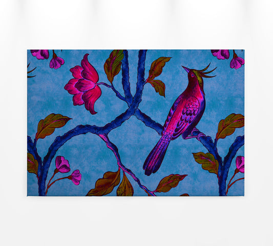 Leinwandbild Vogel Blau Lila Pink 90x60 DD120468 Keilrahmen Wandbild Leinwand