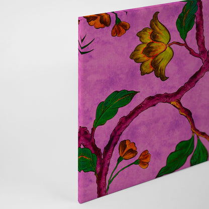 Leinwandbild Vogel Rosa Grün Gelb 90x60 DD120469 Keilrahmen Wandbild Leinwand