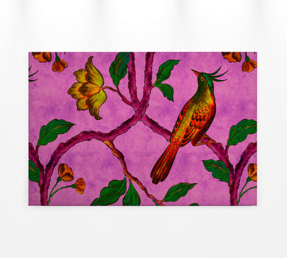 Leinwandbild Vogel Rosa Grün Gelb 90x60 DD120469 Keilrahmen Wandbild Leinwand