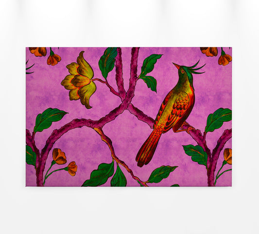Leinwandbild Vogel Rosa Grün Gelb 90x60 DD120469 Keilrahmen Wandbild Leinwand