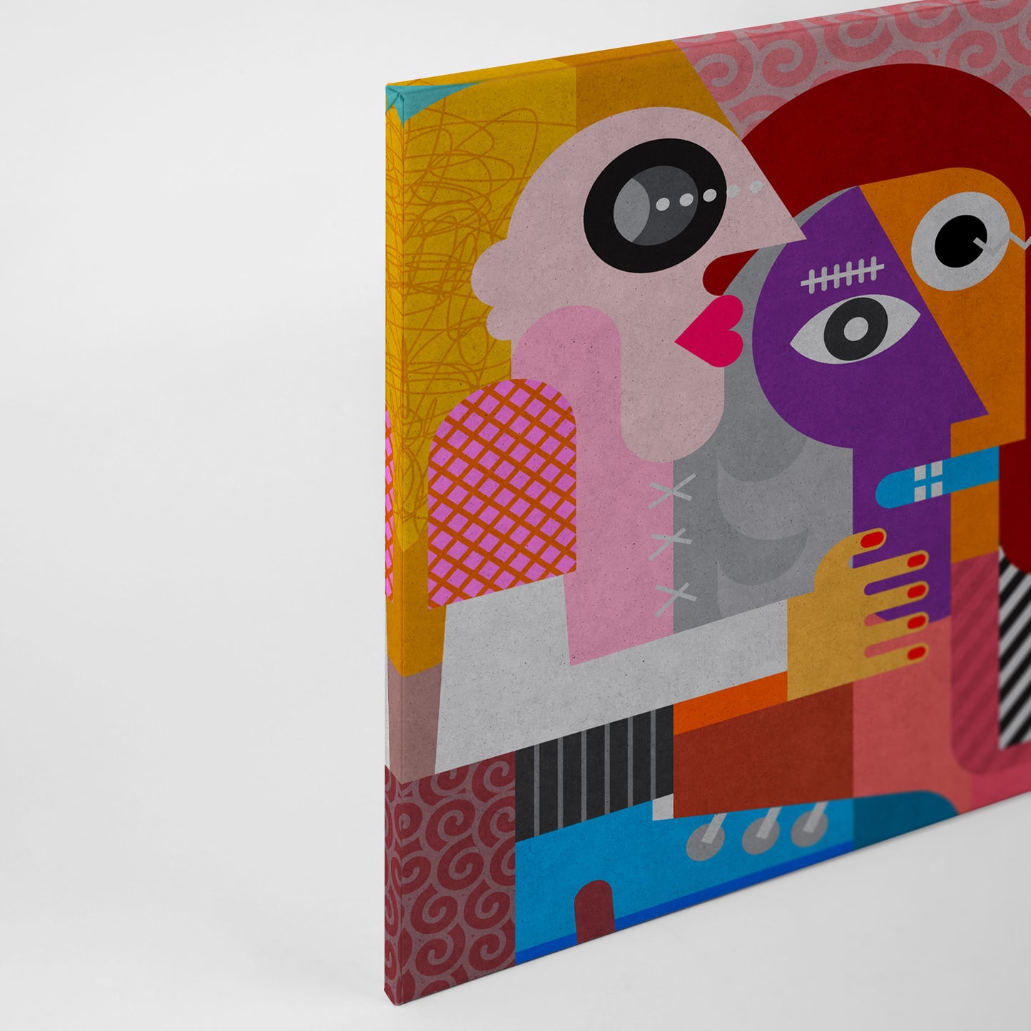 Abstrakte Kunst Leinwandbild Blau Gelb Orange 90x60 DD120470 Wandbild Leinwand