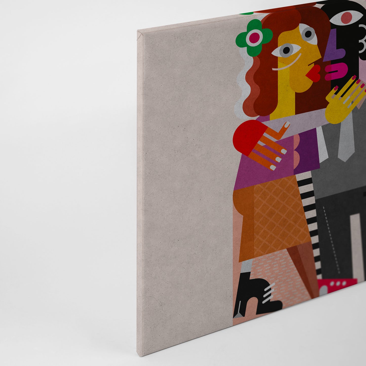 Abstrakte Kunst Leinwandbild Bunt Grau Gelb 90x60 DD120471 Wandbild Leinwand