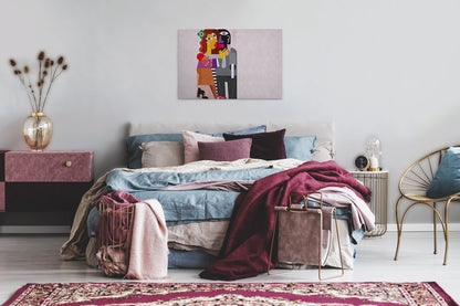 Abstrakte Kunst Leinwandbild Bunt Grau Gelb 90x60 DD120471 Wandbild Leinwand