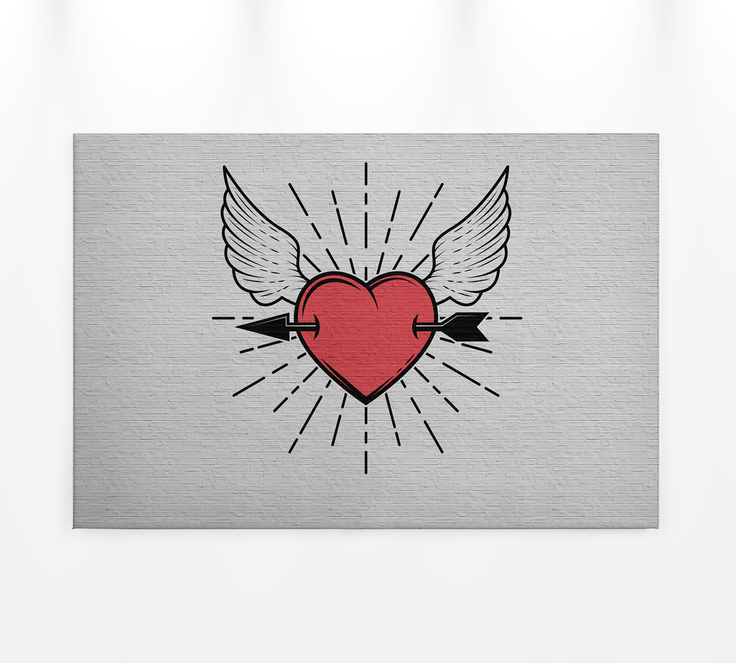 Herz Leinwandbild Rot Schwarz Weiß 90x60 DD120473 Keilrahmen Wandbild Leinwand