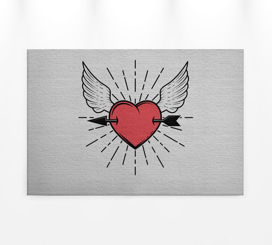 Herz Leinwandbild Rot Schwarz Weiß 90x60 DD120473 Keilrahmen Wandbild Leinwand