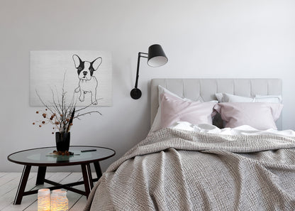 Leinwandbild Hund Schwarz Weiß Grau 90x60 DD120474 Keilrahmen Wandbild Leinwand