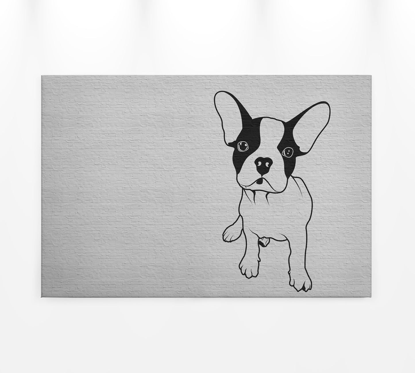 Leinwandbild Hund Schwarz Weiß Grau 90x60 DD120474 Keilrahmen Wandbild Leinwand